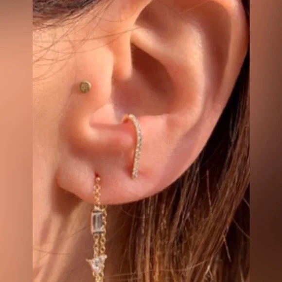 Smith and Mara Rose Gold Pave Diamond Suspender Earring